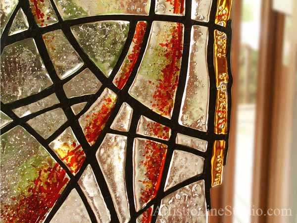 Stained, fused and leaded glass double sculpture for  a private residence