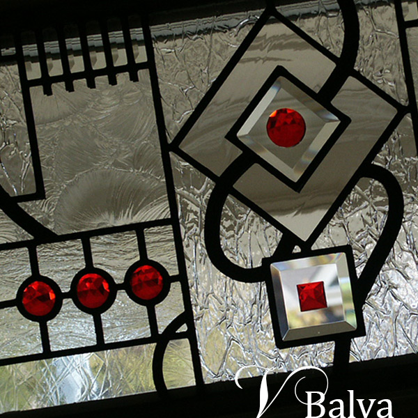 Contemporary stained leaded glass doors