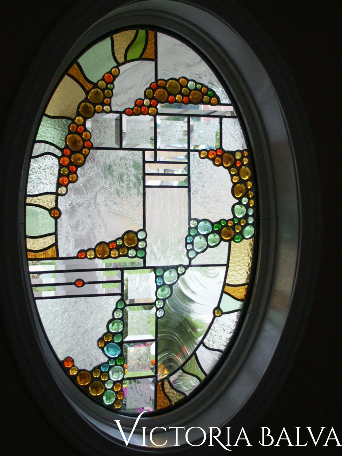 Glass oval foyer window detail