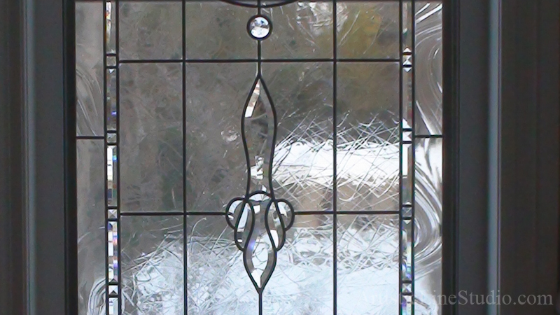  Classical leaded glass window with beveled cluster