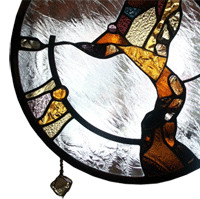 Stained glass suspended wall divider panel
